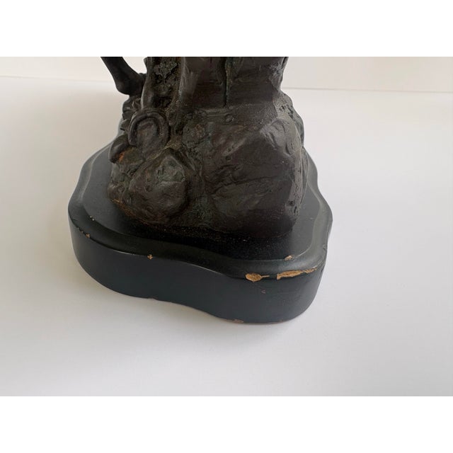 Vintage Cast Iron Galloping Horses Sculpture With Bronze-Tone Finish on Black Base For Sale - Image 9 of 12