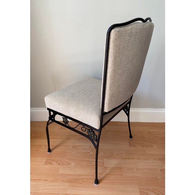 Tan Edgar Brandt Style French Art Deco Wrought Iron Dining Table & 6 Chairs For Sale - Image 8 of 13