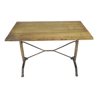 Art Deco Bistro Table with Oak Top on Cast Iron Table, 1930s For Sale