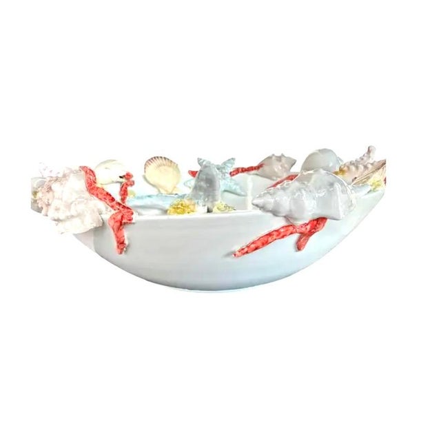 Italian Large Italian Ceramic Seashell Centerpiece Bowl by Borbone Capodimonte For Sale - Image 3 of 13