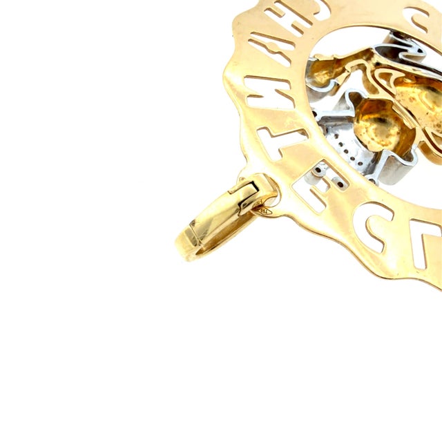 Early 21st Century Chantecler Capri 18k Two Tone Large Logo Diamond Frog Prince Charm For Sale - Image 5 of 7
