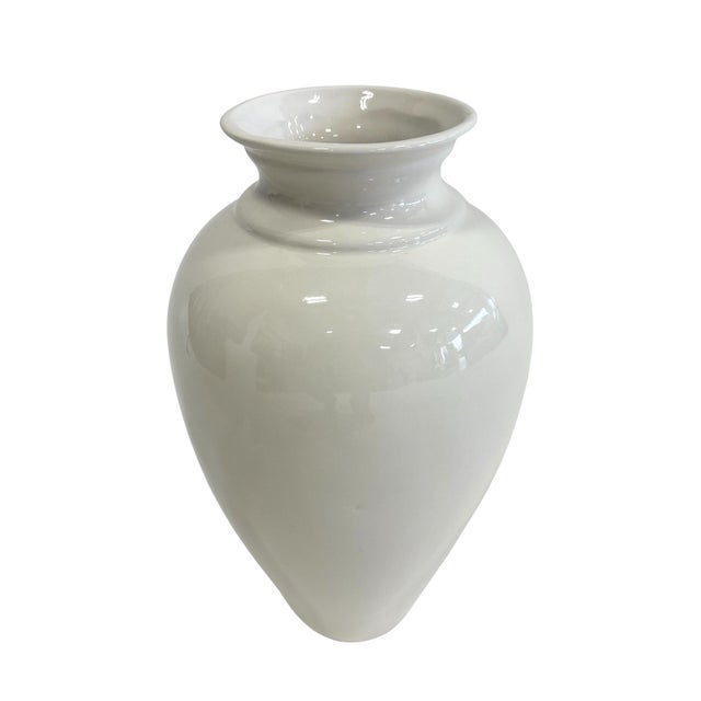 Traditional White Ceramic Global Views Vase For Sale - Image 3 of 4