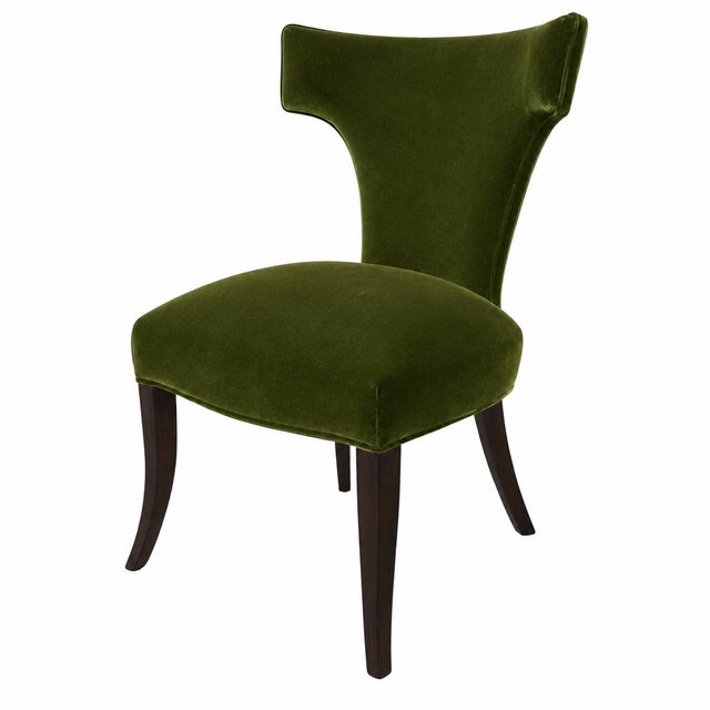 2000 - 2009 Modern Mid Century Style Klismos Dining Chairs . Green Velvet - Set of 6 For Sale - Image 5 of 5