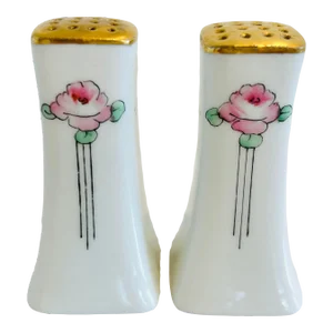 Vintage Art Nouveau Limoges Hand-Painted Porcelain Salt and Pepper Shakers