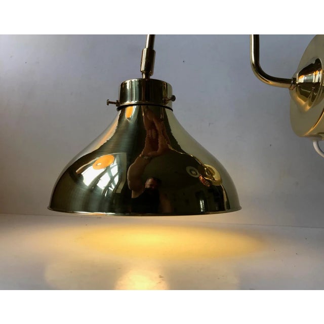 Mid-Century Modern Vintage Danish Adjustable Brass Sconce from Abo Metalkunst, 1970s For Sale - Image 3 of 8