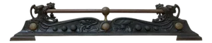Victorian Art Nouveau Style Cast Iron and Brass Fire Fender