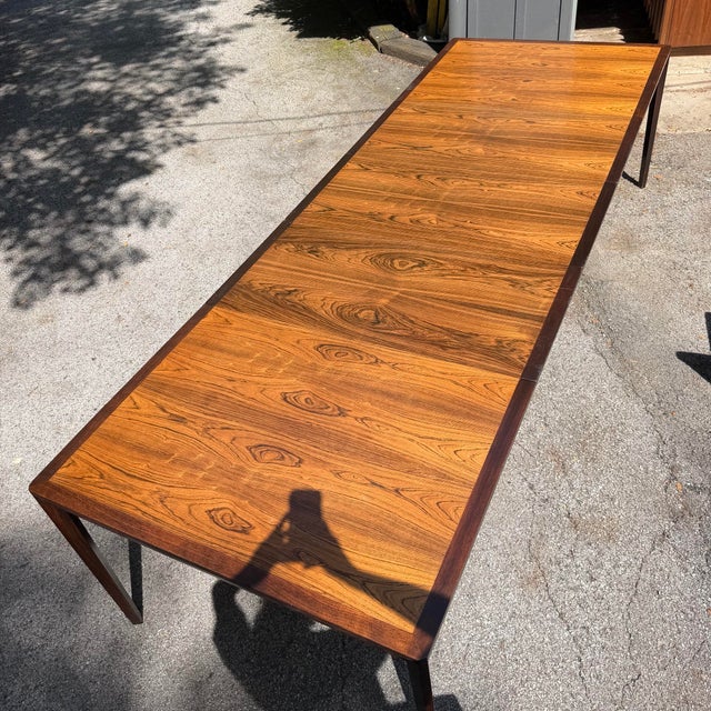Mid 20th Century Mid 20th Century Edward Wormley for Dunbar Rosewood Dining Set With Eight Chairs and Three Leaves For Sale - Image 5 of 12