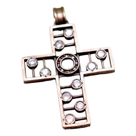 Vintage Silver Cross Pendant For Sale
