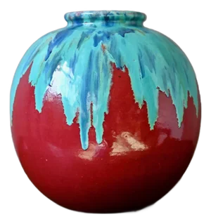 Large Art Nouveau Red Vase from CAB Céramique d'Art de Bordeaux, 1920s