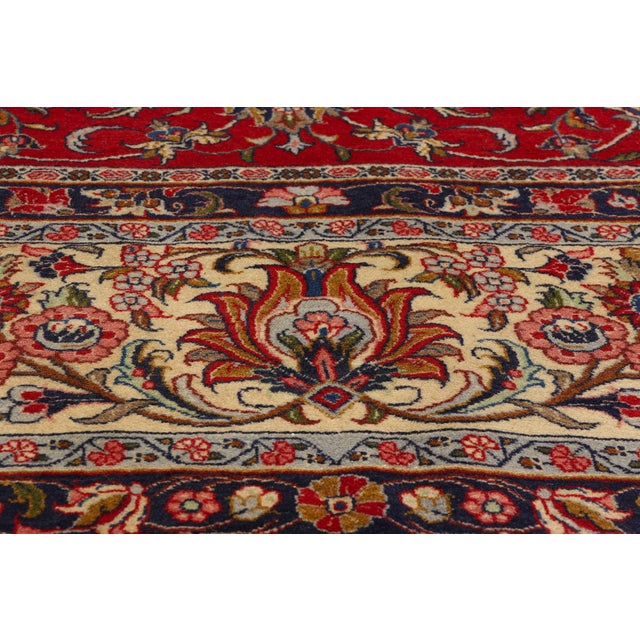 Mid 20th Century Vintage Red Persian Kashan Rug - 09'09 X 13'01 For Sale - Image 5 of 9