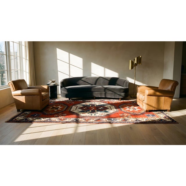 Textile Awesome Red and Ivory Color With Geometric Design Antique Caucasian Rug For Sale - Image 7 of 7