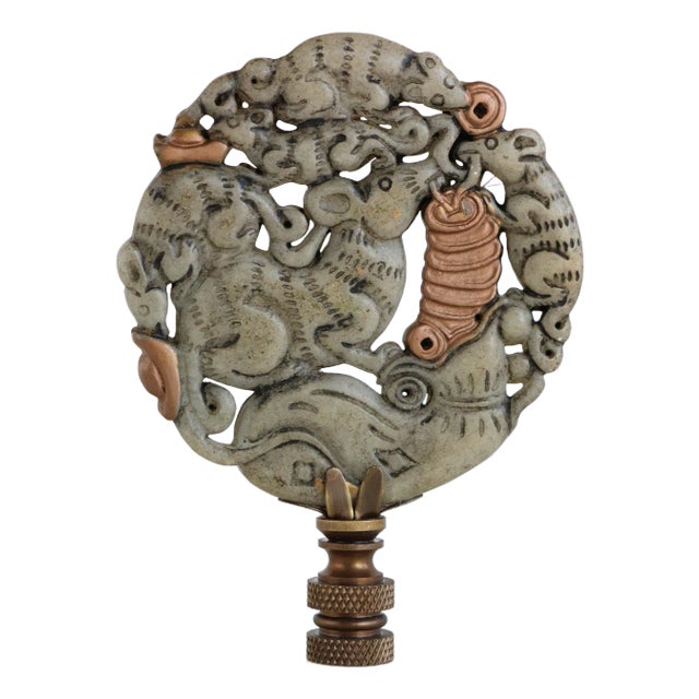 Chinese Five Rats Prosperity Symbol Lamp Finial on Bronze Hardware For Sale