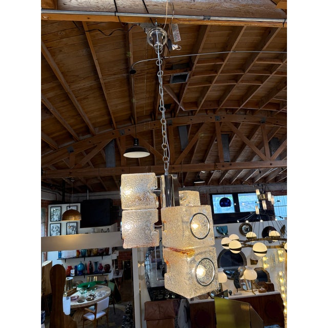 Glass Toni Zuccheri for VeArt Murano 6 Light Pendant, Italy, 1970s For Sale - Image 7 of 10