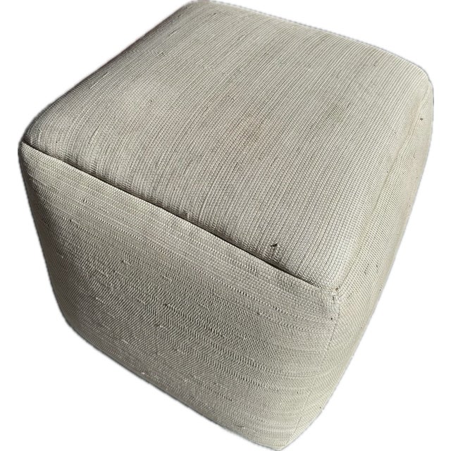 Contemporary Woven Soft Leather Otter Stool For Sale - Image 3 of 7