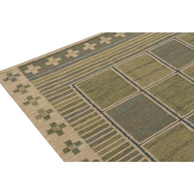 Not Yet Made - Made To Order Rug & Kilim's Scandinavian Style Custom Kilim Rug in Green and Blue Geometric Pattern - 10'x14' For Sale - Image 5 of 7