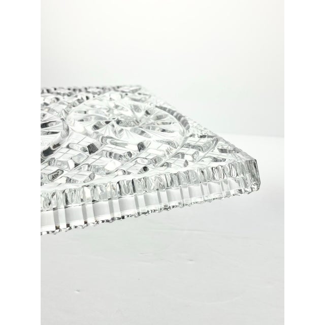 Glass 1940s Vintage American Pinwheel Heavy Cut Crystal Large Vanity Dresser Tray For Sale - Image 7 of 7
