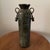 Vintage Cylindrical Metal Patinated Vase/Vessel With Unique Dangling Bell Handles For Sale - Image 10 of 12