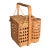 1950s French Bamboo Wicker 2 Wine Bottle Picnic Basket Bohemian Chic Mid-Century For Sale