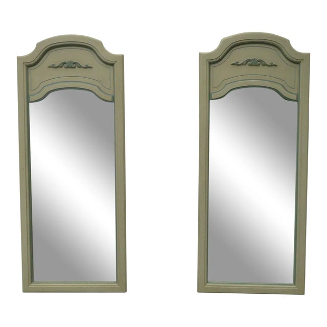 French Distressed Painted Wall Bathroom Vanity Mirrors by Dixie - Pair For Sale