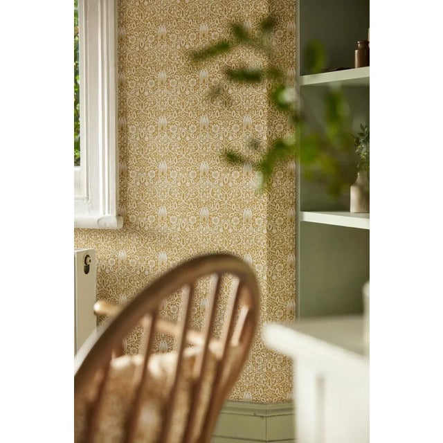 English Morris & Co Borage Wallpaper in Sunflower - a Sample For Sale - Image 3 of 3