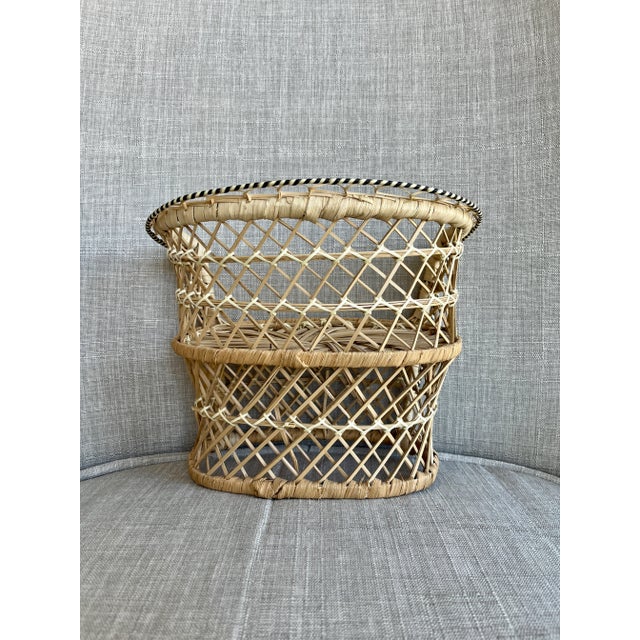 Rustic Vintage Rattan Loveseat / Chair / Plant Stand / Doll Couch For Sale - Image 3 of 7