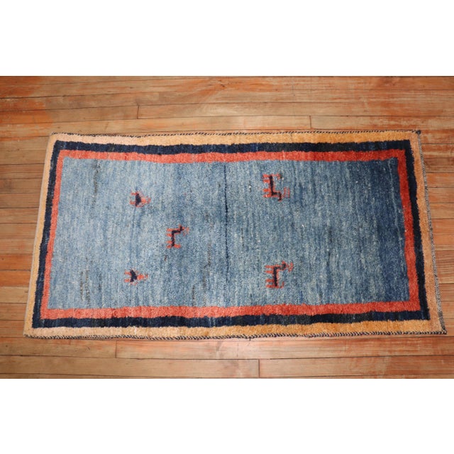 Contemporary Late 20th Century Blue Persian Gabbeh, 2'5'' X 4'8'' For Sale - Image 3 of 10