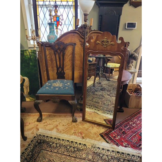 Tall Vintage Queen Anne Wood & Gilt Mirror For Sale In Philadelphia - Image 6 of 9