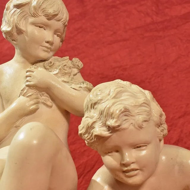 Art Deco Terracotta Sculpture of Two Children Playing, 20th-Century For Sale - Image 6 of 12