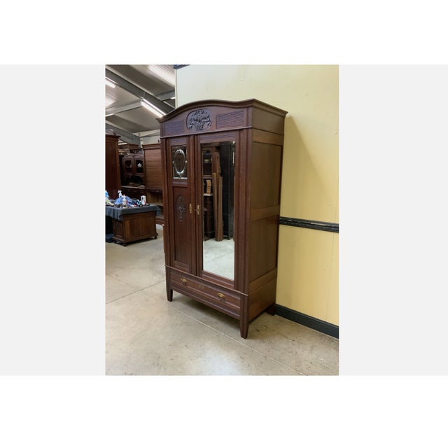 Wood Antique Art Nouveau Wardrobe, 1910 For Sale - Image 7 of 10