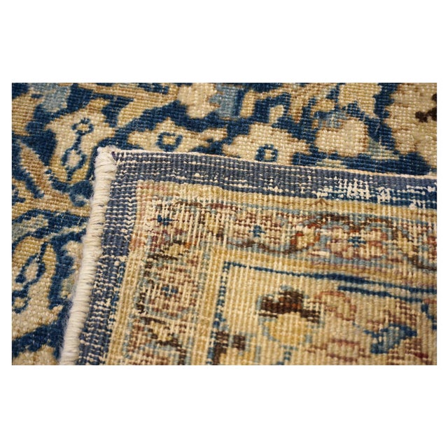 Antique Persian Tabriz Wool 12x18 Blue & Tan Handmade Area Rug #1141057 For Sale - Image 12 of 18