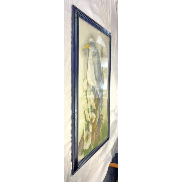 Signed and Framed Original Watercolor Painting of 'A White Heron' by Joan Porter C1997 For Sale - Image 13 of 15