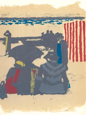 Original 1964 Lithograph "Saint-Jean-De-Luz La Plage" by Maurice Brianchon