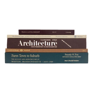1980s Earth Toned Architecture Coffee Table Book Set- 5 Pieces For Sale