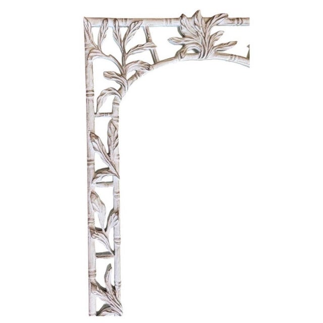 Serge Roche Hollywood Regency Serge Roche Style Carved Bamboo Palm Foliate Wall Mirror For Sale - Image 4 of 9