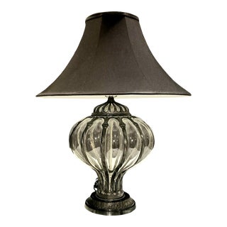 Murano Style Caged Bubble Glass Table Lamp For Sale
