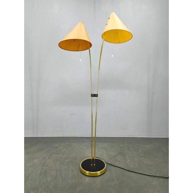 Mid-Century Japanese Style Brass Floor Lamp, 1960s For Sale - Image 3 of 16