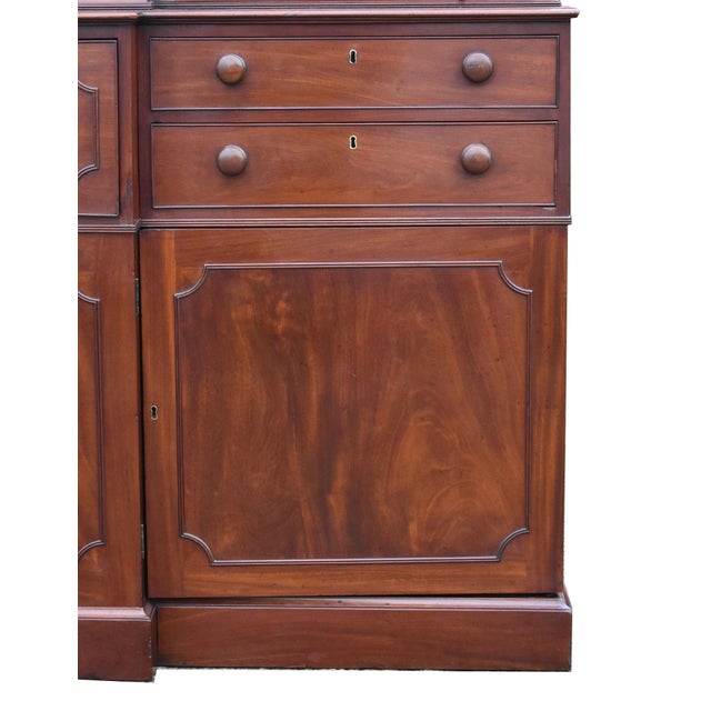 English George III Mahogany Secretaire Breakfront Bookcase, 1800s For Sale - Image 6 of 18