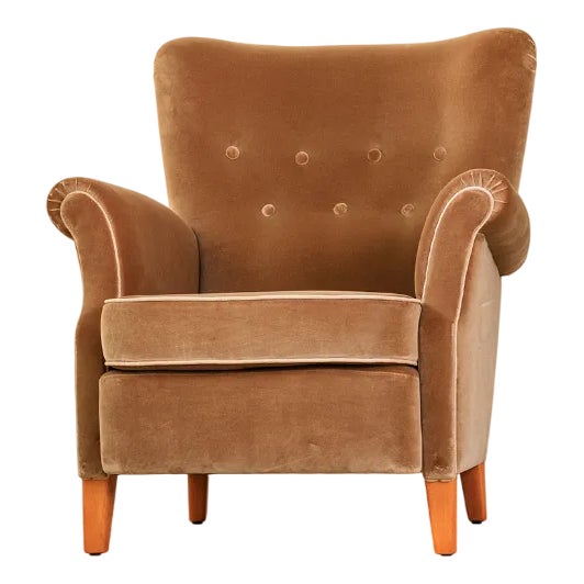 Earflap Armchair Redressed in Velvet from Kradrat, 1950s For Sale