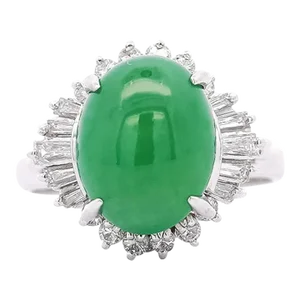 Certified 5.16 Carat Fei Cui Type a Jadeite Jade and Diamond Cocktail Ring Size 6.25