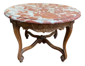 Louis XV Regency Style Coffee Table with Marble Top