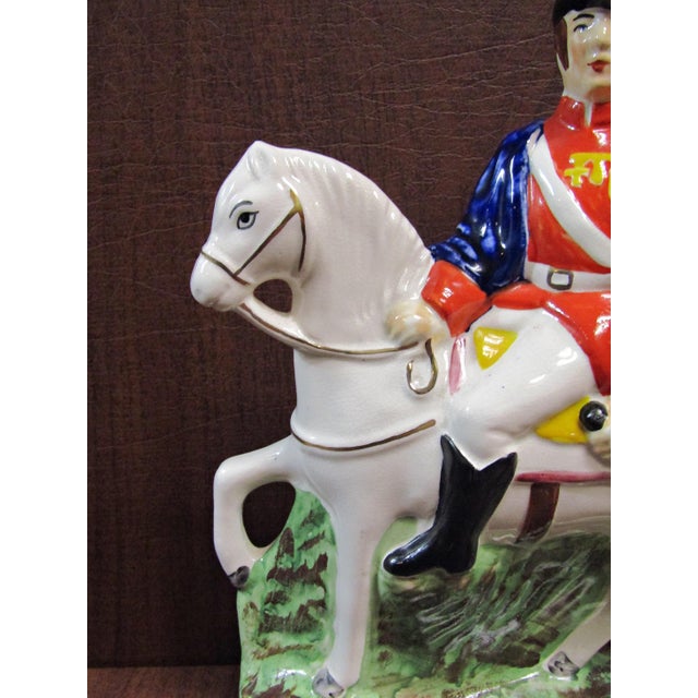 Late 20th Century Antique Staffordshire Style Wellington Horseback Figurine Ceramic 10" L For Sale - Image 5 of 12