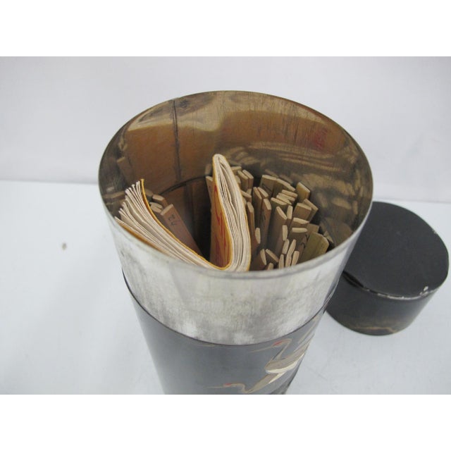 Chinese Chi Chi Fortune Teller in Japanese Gold Crane Lacquer Caddy Box For Sale In Portland, OR - Image 6 of 14