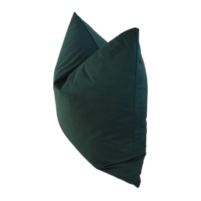 Emerald Green Velvet Feather/Down Pillow For Sale - Image 4 of 5