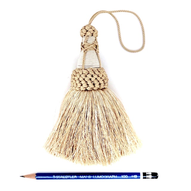Champagne and Cream Color Key Tassel With Looped Ruche Detail For Sale In New York - Image 6 of 14