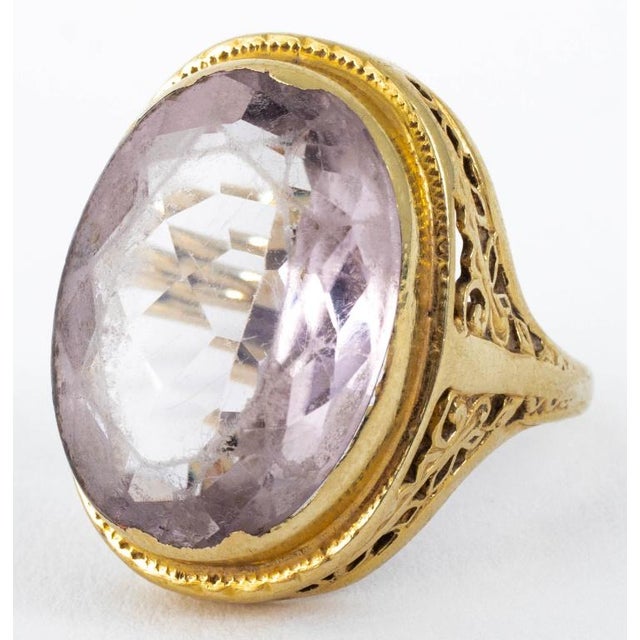 Gold 14k Yellow Gold & Amethyst Ring For Sale - Image 8 of 11