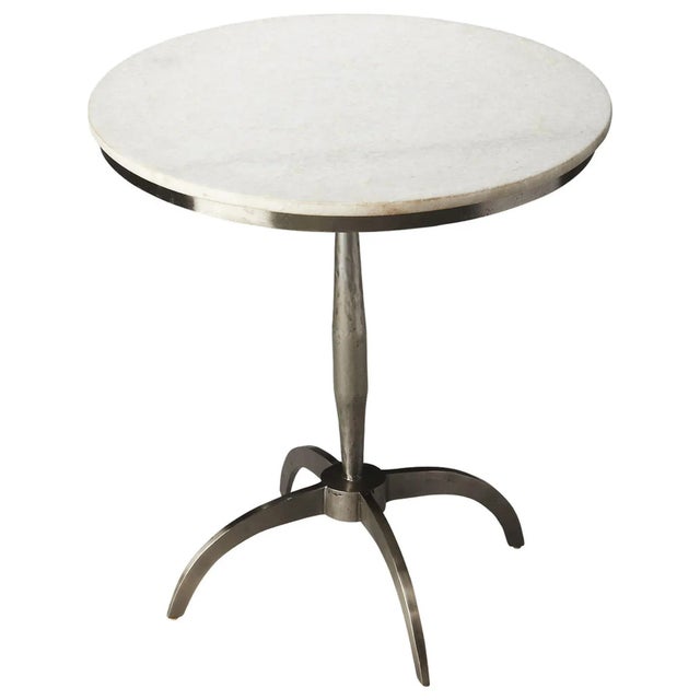 Transitional Palmilla Marble & Metal Accent Table, Multi-Color For Sale - Image 3 of 3