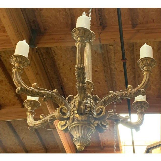 Baroque 1990s Baroque Style Giltwood Chandelier For Sale - Image 3 of 5