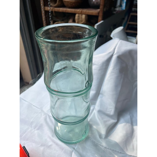1970s Green Glass Bamboo Vintage Vase For Sale In Atlanta - Image 6 of 11