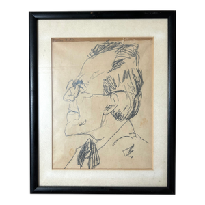 Early 20th Century Gustav Mahler Graphite Drawing by Benedikt Fred Dolbin, Framed