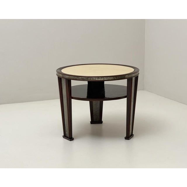 1940s 1940s Coffee Table in Wood, Mirror and Parchment For Sale - Image 5 of 5